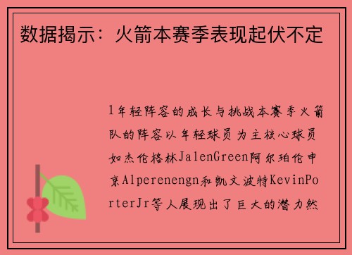 数据揭示：火箭本赛季表现起伏不定